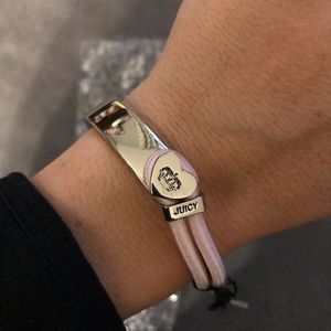 NWT! Juicy Couture B Heart Bangle Pink with Silver